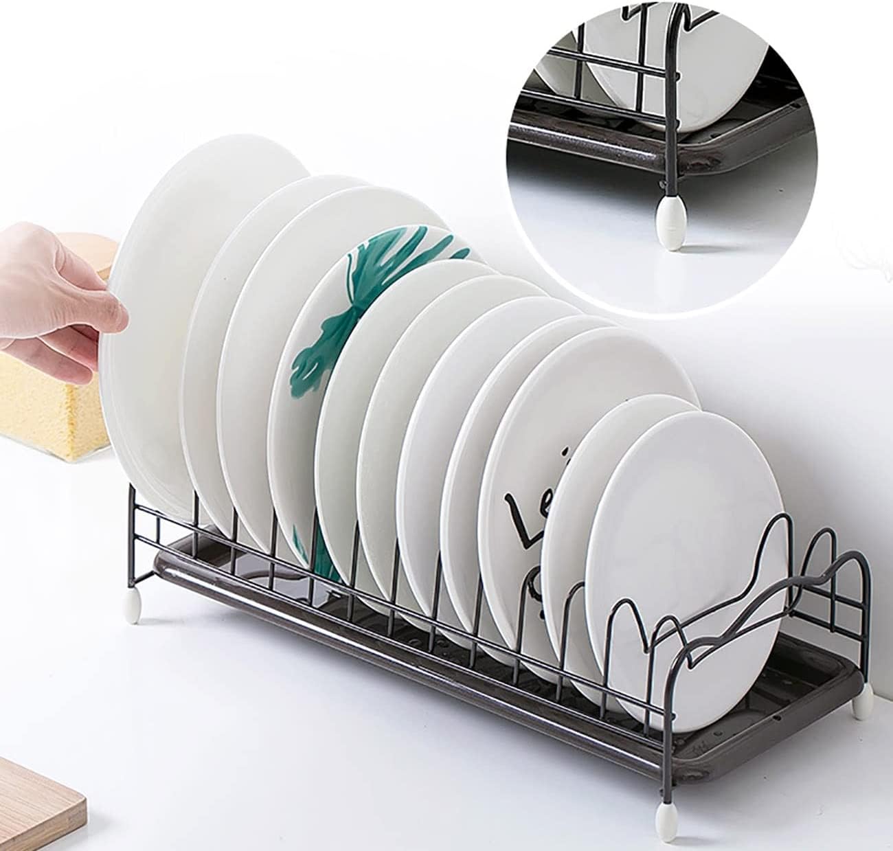 Escurreplatos Soporte De Estante Secado Platos Cocina Hierro con Bandeja, Almacenamiento Vajilla, Escurridor Placa Organización Cocina