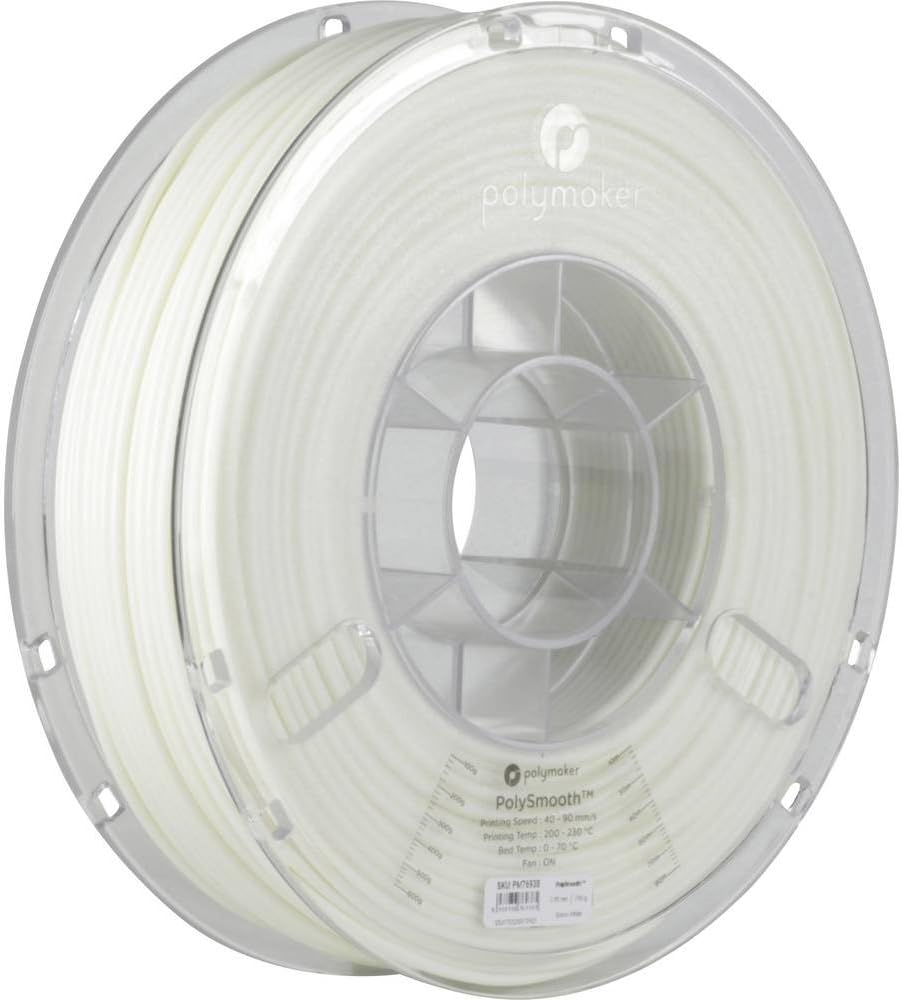 POLYMAKERPolySmooth PVB Filament 2.85mm(3mm), 3D Printer Filament White 750g, Print Like PLA Filament, Easy Smoothable Post Process with IPA Alcohol, Work with Polysher 2.85mm