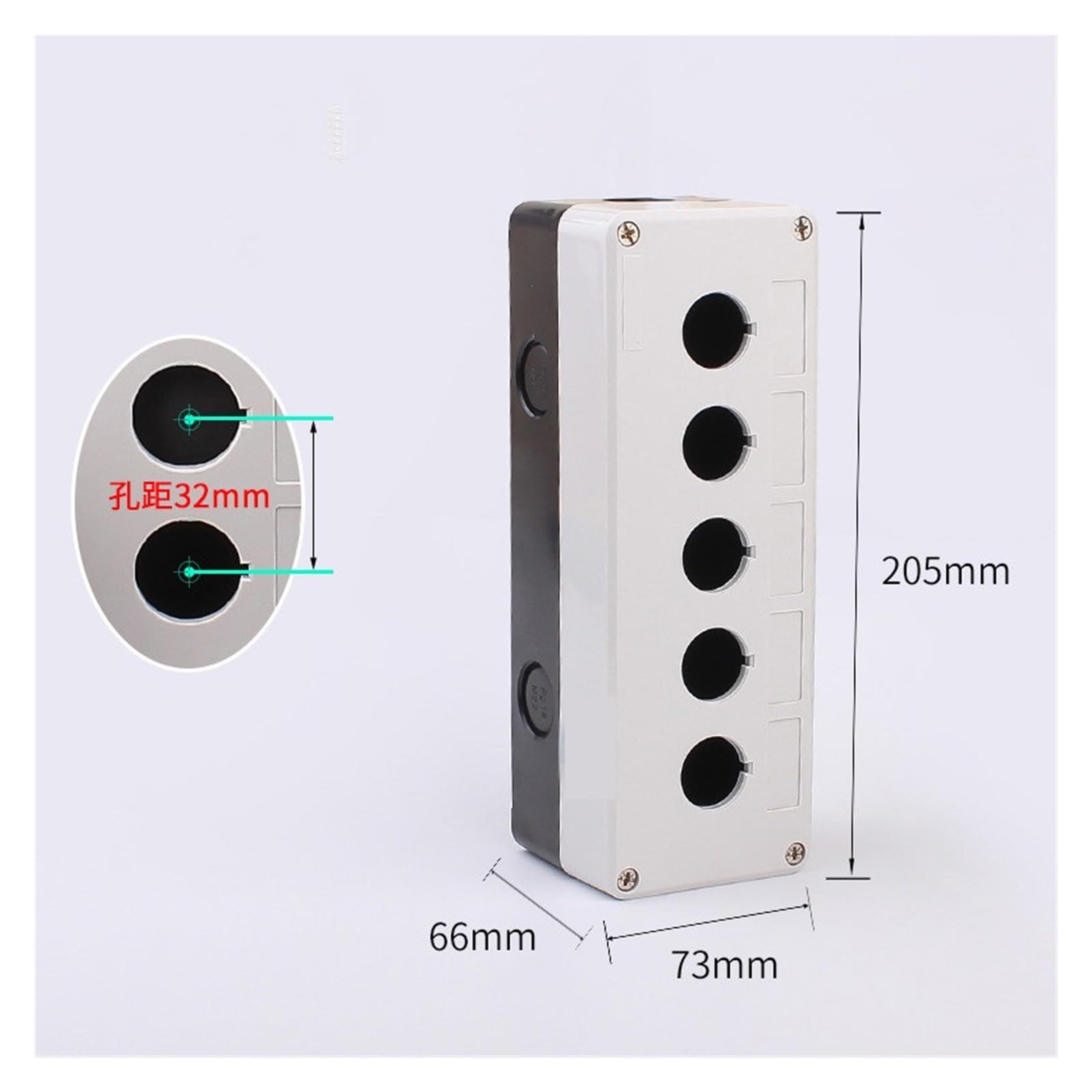 Boîtier de commande à boutons-poussoirs Boîtier de commande d'interrupteur étanche, bouton 5 trous, indicateur de position industriel, boîtier d'arrêt d'urgence en plastique, 22 mm(5 hole white)