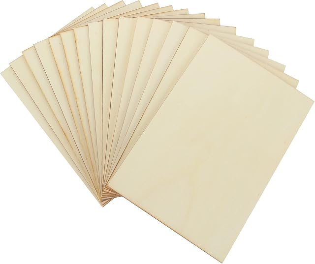 24 Pcs 110 x 160 x 3mm Unfinished Basswood Sheet, Unfinished Basswood Craft Board Rectangle Wood Pieces, Wooden Square Cutouts DIY Wood Sheet for Painting, Crafting