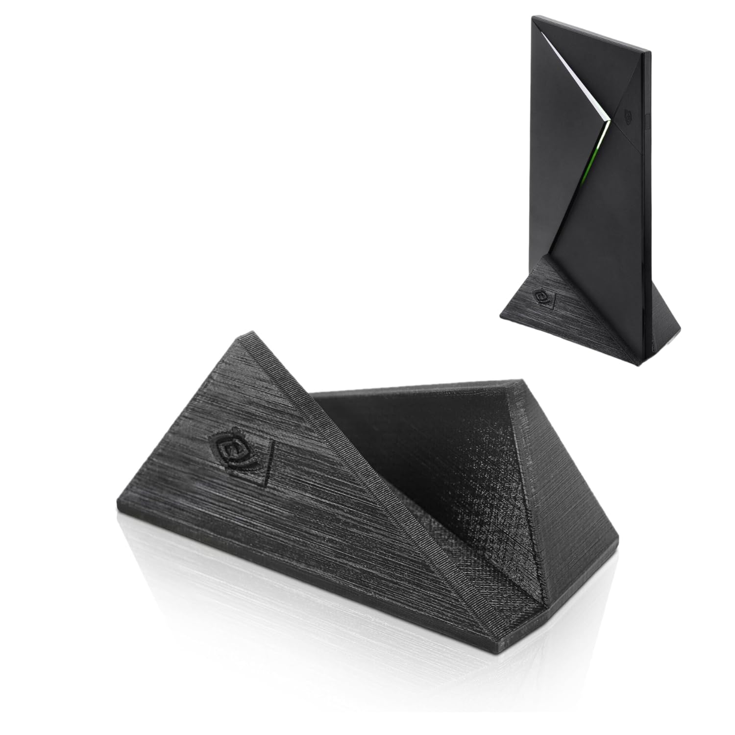 Splash N Color Vertical Stand Organizer Compatible with Nvidia Shield Android TV (2017 & 2019 Pro Models) - Jet Black with Logo & Lettering - Durable Composite Nvidia Shield TV Mount - Black