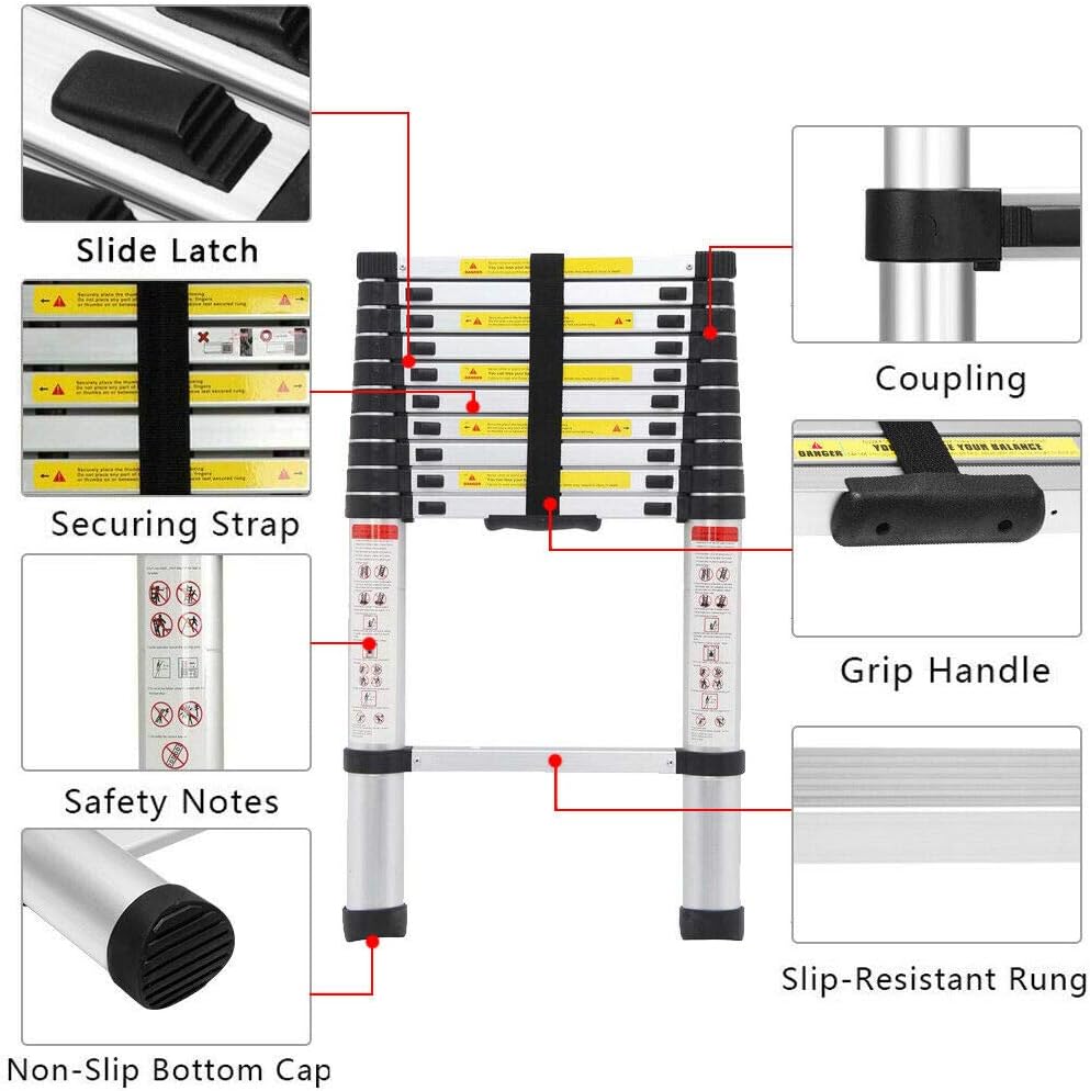 Buy Telescoping Ladders Extension Multipurpose Aluminium Portable Lightweight Retractable Telescopic For Home Diy Builder Climb 11 Steps Compact Save Space Extends To 3 2m 10 5 Feet Online In Taiwan B07dk9r448