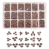 PH PandaHall 540pcs Tibetan Spacer Beads 18 Styles Red Copper Spacer Beads Flat Alloy Bead Spacers Jewelry Loose Beads Metal Craft Beads for Bracelet Necklace Jewelry Supplies