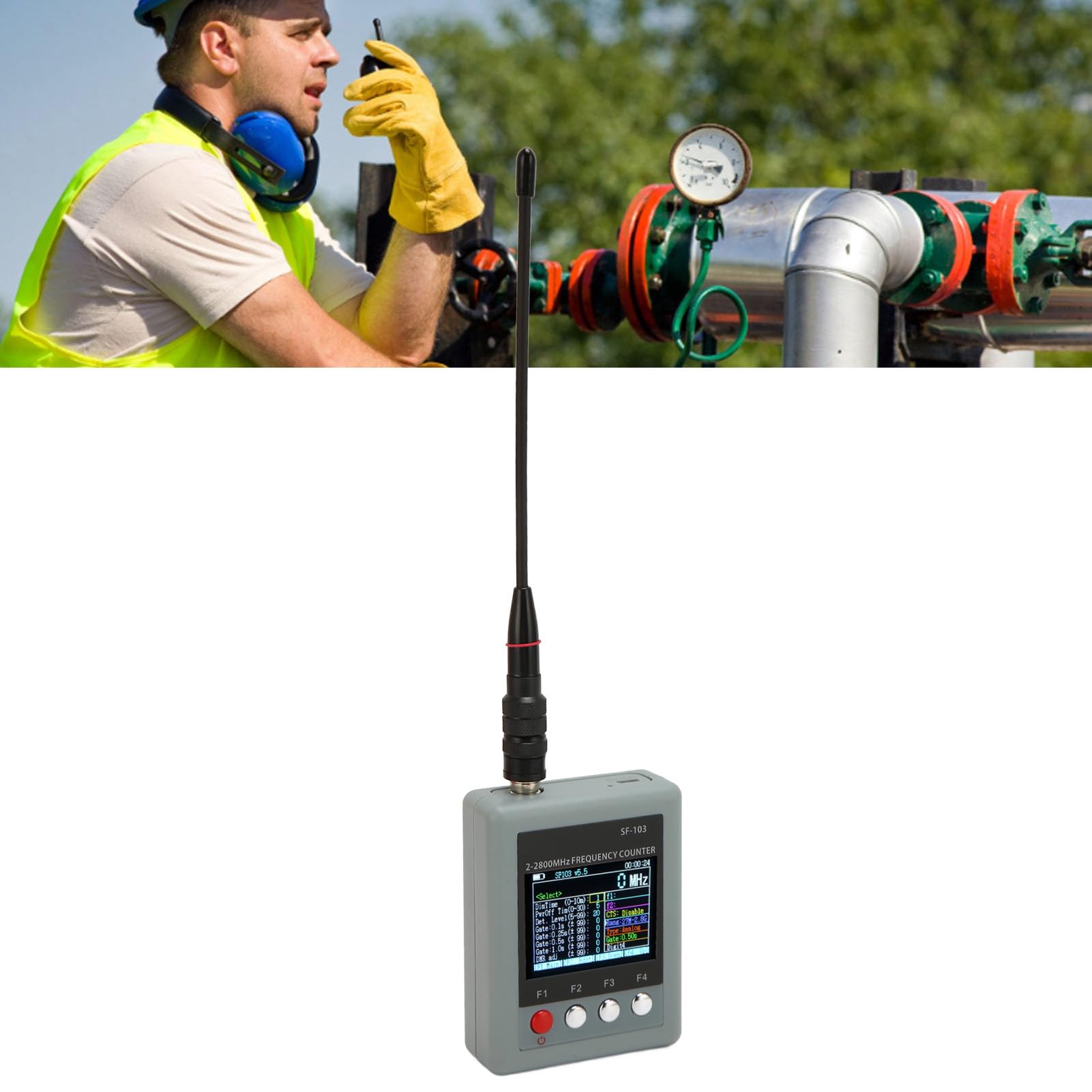 SF-103 A-SF103 Przenośny Licznik Częstotliwości 2 MHz - 2,8 GHz dla Radia Dwukierunkowego, Miernik Częstotliwości Walkie Talkie dla DMR i Analogowego, Akcesoria do Radia