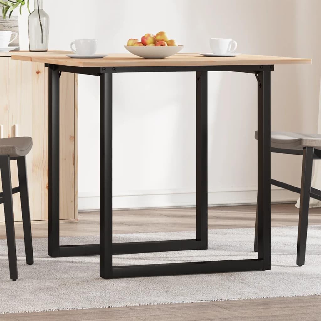 vidaXL Mesa de Comedor Marco O Madera Maciza Pino y Acero 90x90x75 cm