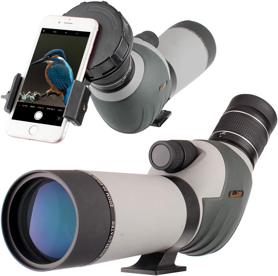 Landove 2060x62 Zoom Spotting Scope HD 24mm BAK4 Angled Big Eyepiece