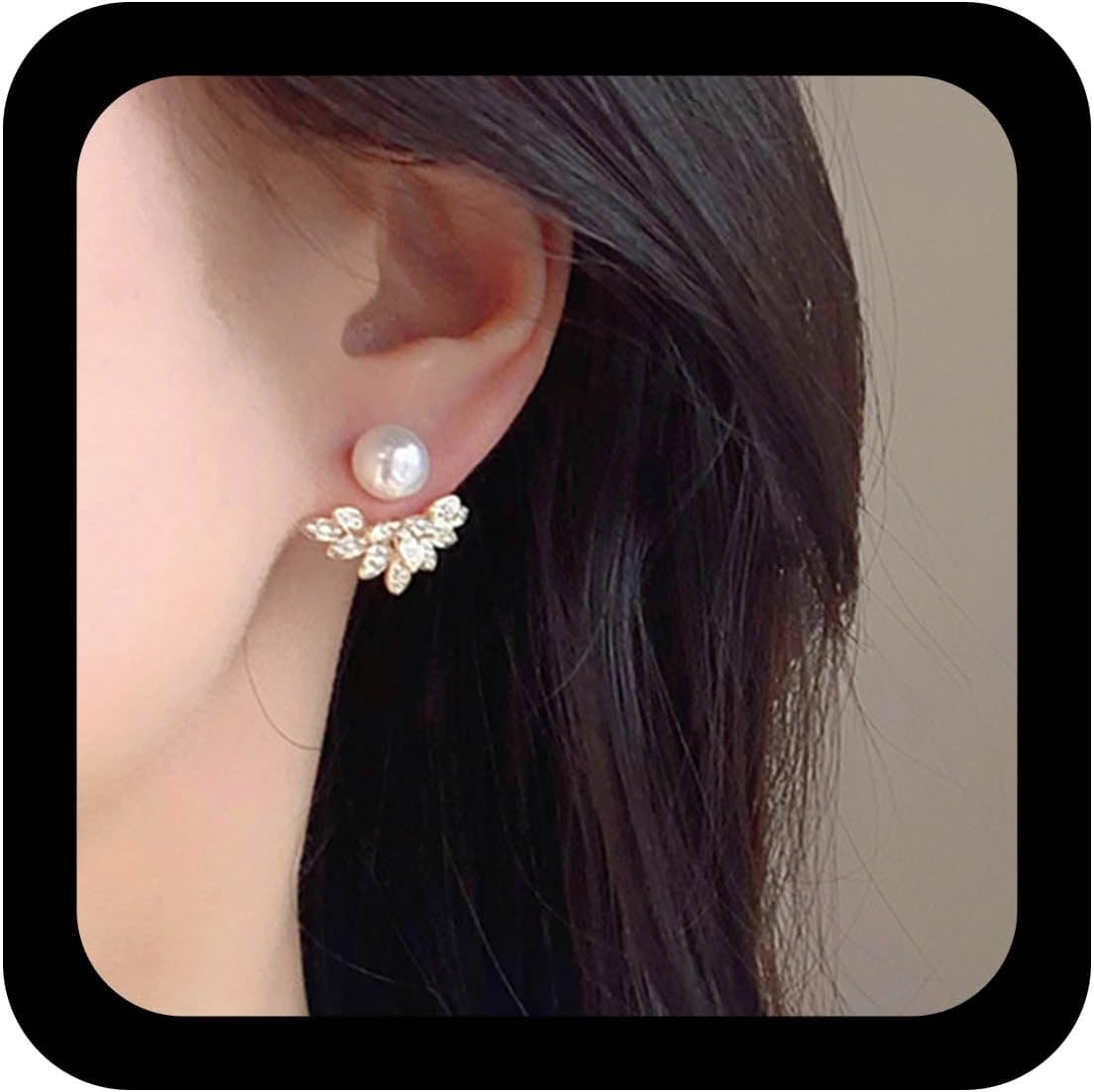 Vintage Pearl Crystal Ear Jacket Earrings Gold Cluster Cz Earring Tiny Pearl Stud Earring Multi Rhinestone Floating Earrings Jewelry for Women