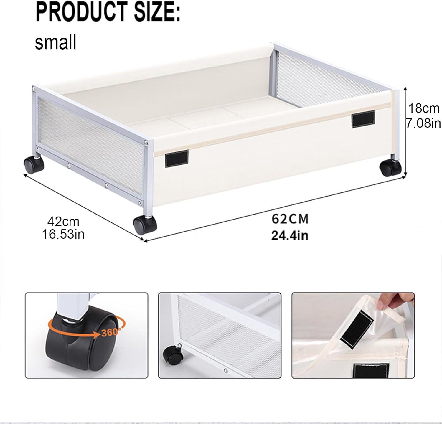 2 Pack Under Bed Storage with Wheels,Duty Metal Under Bed Shoe Storage Organizer,Under Bed Drawer Rolling Storage for Bedroom Clothes, Bedding, Shoes, Blankets,B-Small