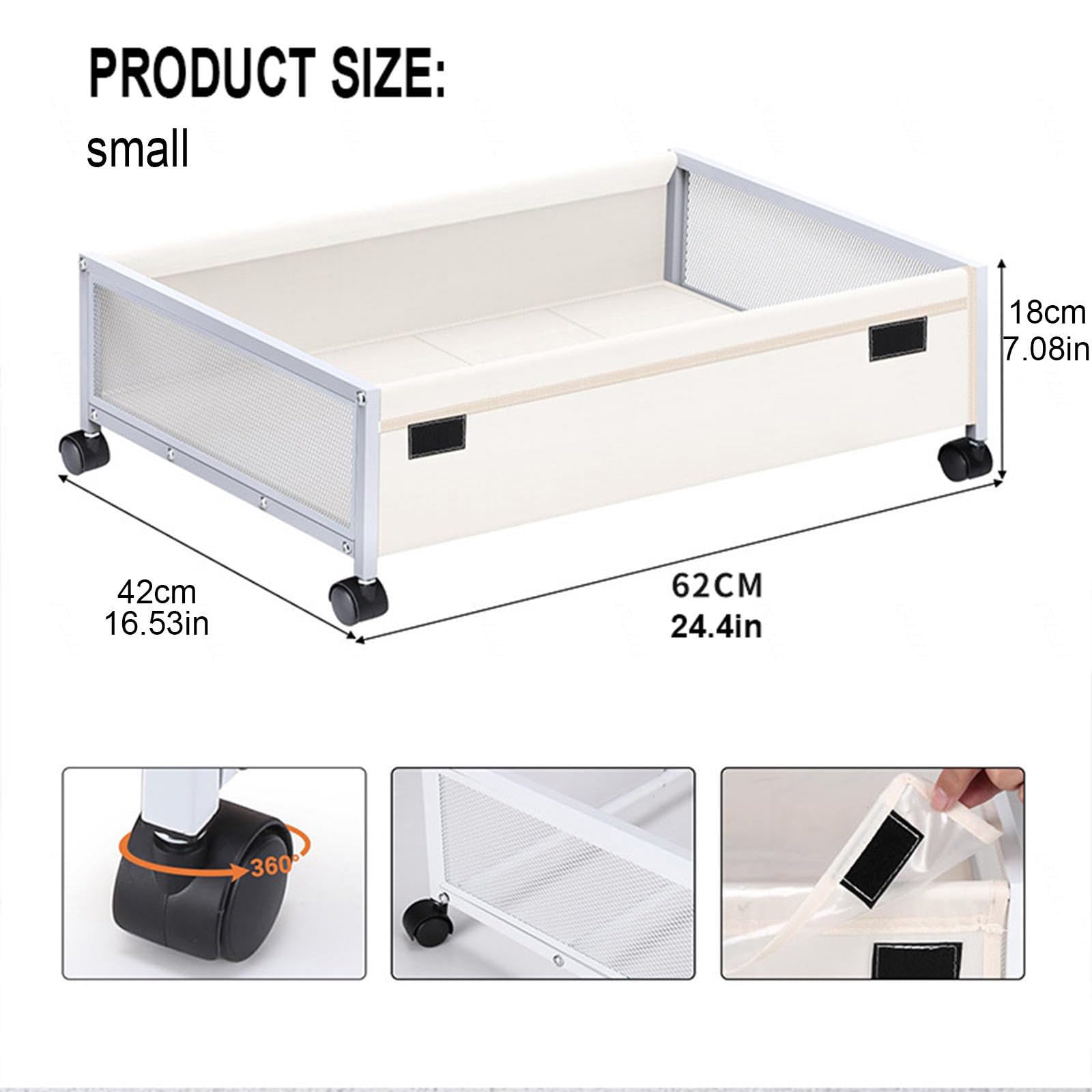 Lot de 2 Rangements Sous Le Lit avec Roulettes, Organiseur de Rangement pour Chaussures Sous Le Lit, Tiroir de Rangement Roulant pour Vêtements de Chambre, Literie, Chaussures, Couvertures,B-Small
