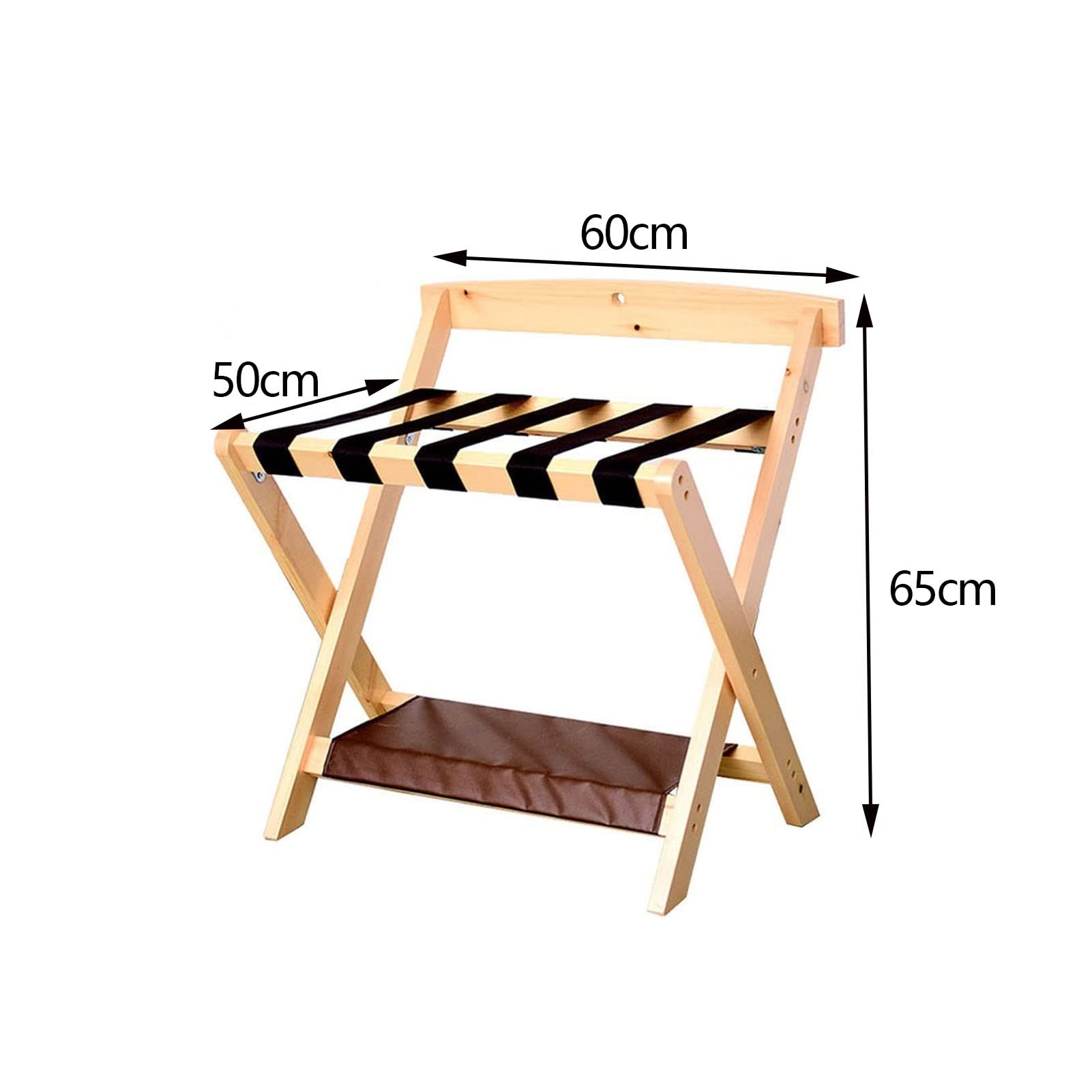 Portaequipajes de Hotel (Paquete de 2): portamaletas de Madera Maciza para habitación de Invitados, Soporte para Maletas con Respaldo y Zapatero, portaequipajes de 2,Brown