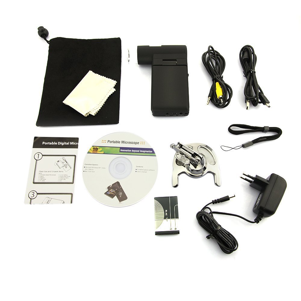 EMEBAY - True 5 M Pixels 20-500 x LCD ręczny mikroskop cyfrowy 3 cale LCD 8 LED z VGA OUTPUT obsługuje kartę microSD z otwieraczem do butelek / przenośny mikroskop do Windows XP VISTA WIN7 Mac OSX