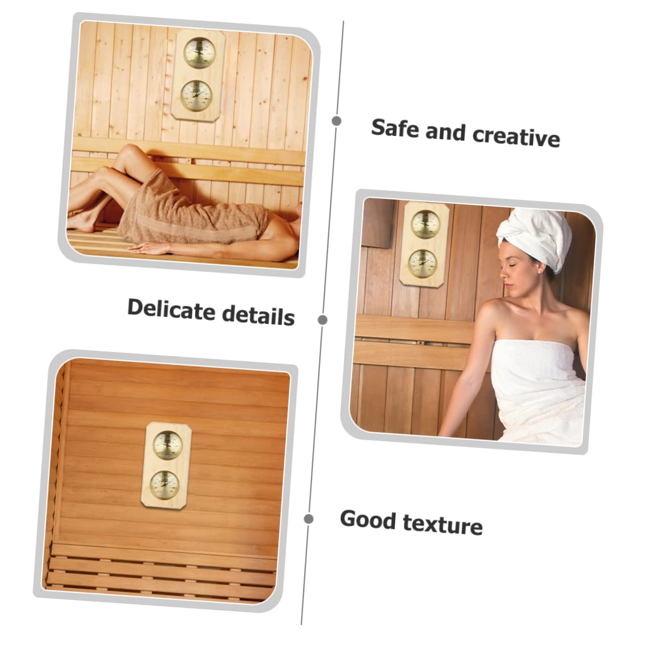 BESPORTBLE Termometro e Igrometro da Sauna in Legno, Rilevatore Umidita a Parete, Lettura Rapida e Alta Precisione, 0-120℃ e 0-100% per Uso Interno