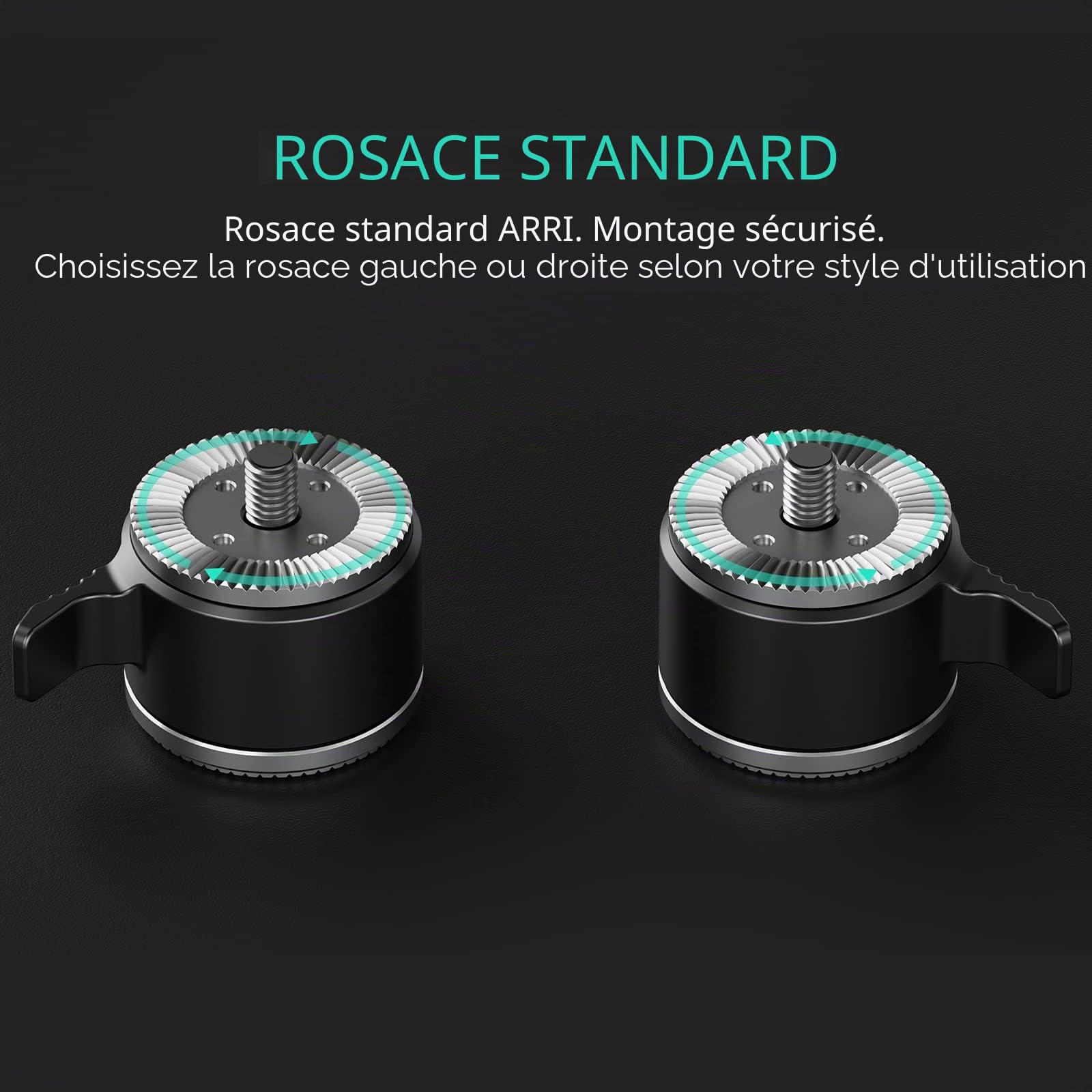 Tilta Adaptateur de Rosette à réglage Rapide Kit de Tournage Compatible avec Tilta Lightweight Shoulder Rig, RS2/RS3 Pro Gimbal - Noir（One Pair） TA-Ara-P-B