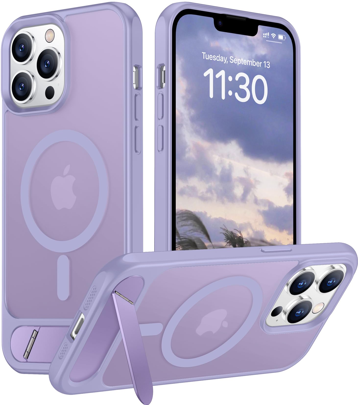 Temdan Magnetic Compatible with iPhone 13 Pro Max Case, [Built-in Invisible Kickstand][Compatible with MagSafe] [Military Grade Shockproof] Slim Translucent Matte Phone Case for iPhone 13 Pro Max 6.7"