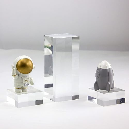 Miniatura 5 de Kcgani Soportes de exhibición de acrílico transparente, pedestal cuadrado cuadrado de acrílico sólido geométrico, soporte organizador de escaparate