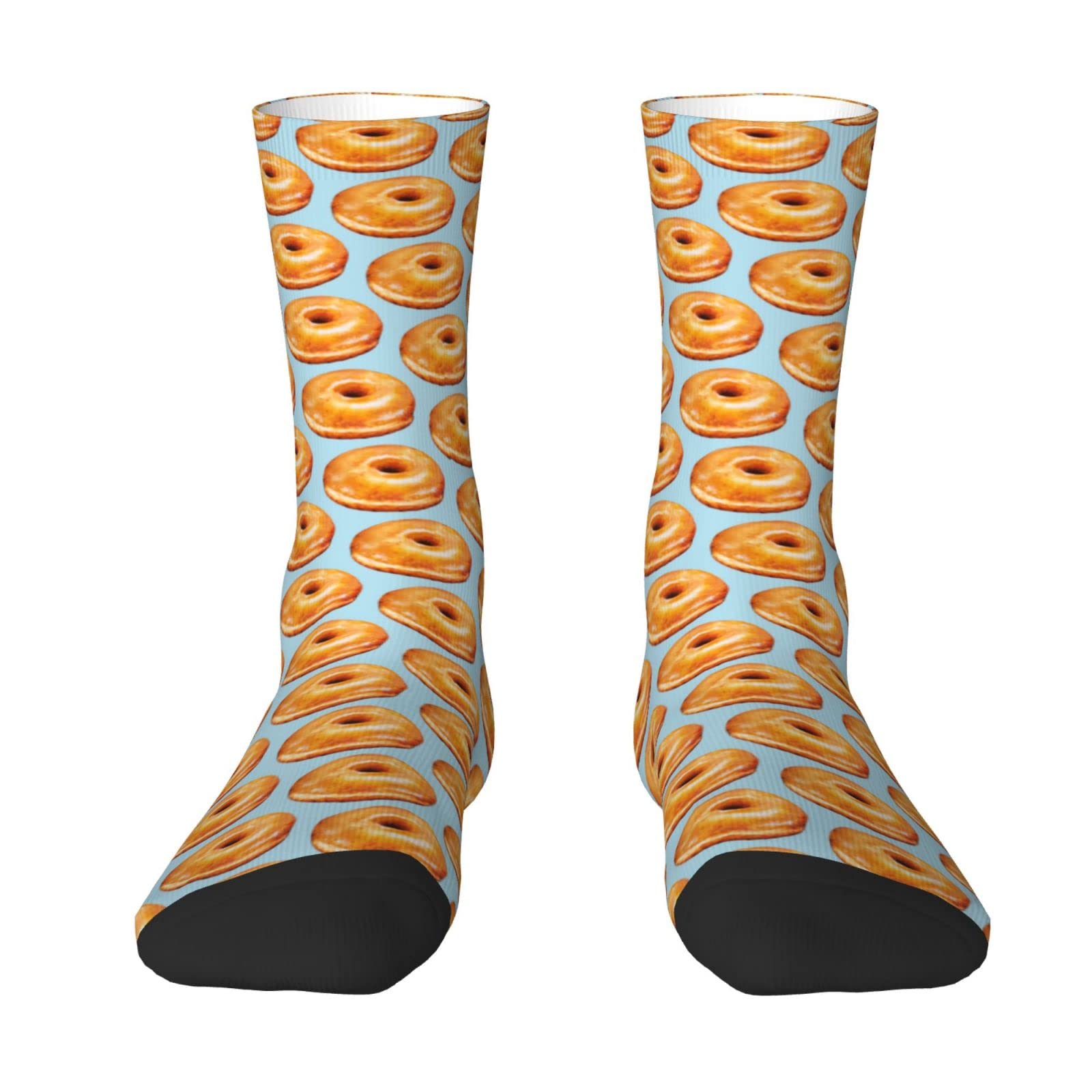 Oudrspo Bagel Food Funny Pattern Women Men Crew Socks Cushioned Crew Socks Athletic Compression Socks
