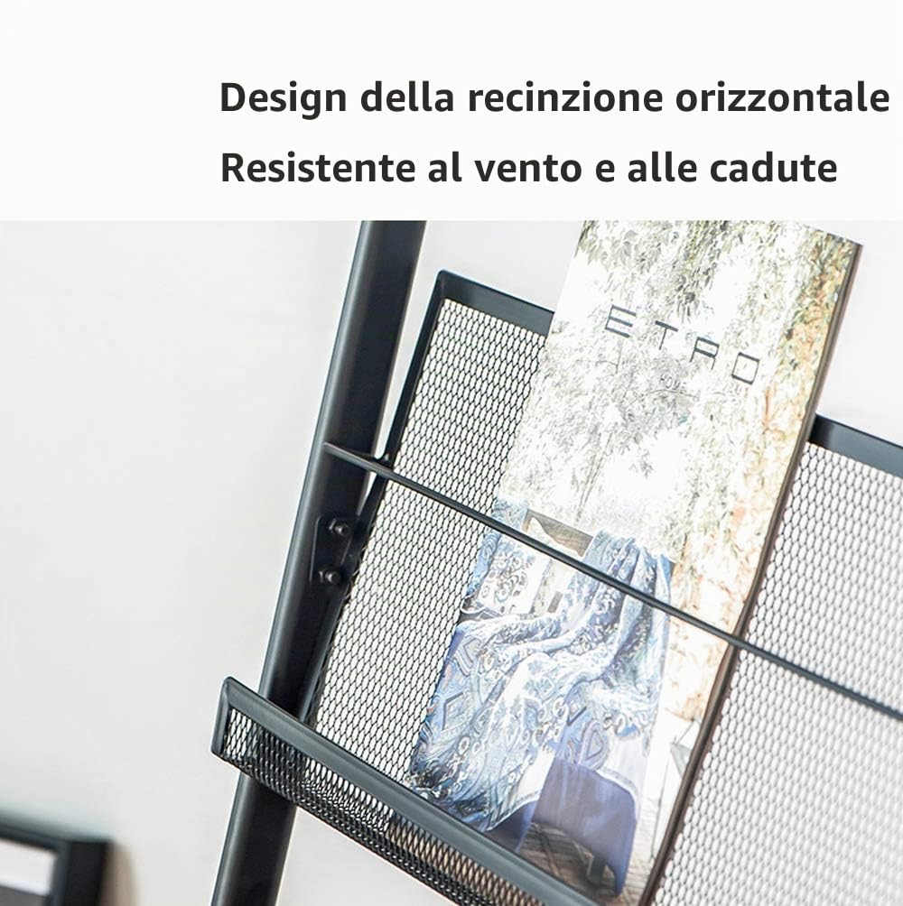 Portariviste，Riviste e depliant Stand espositore per Letteratura con 3 Ripiani Porta riviste per riviste, Nero