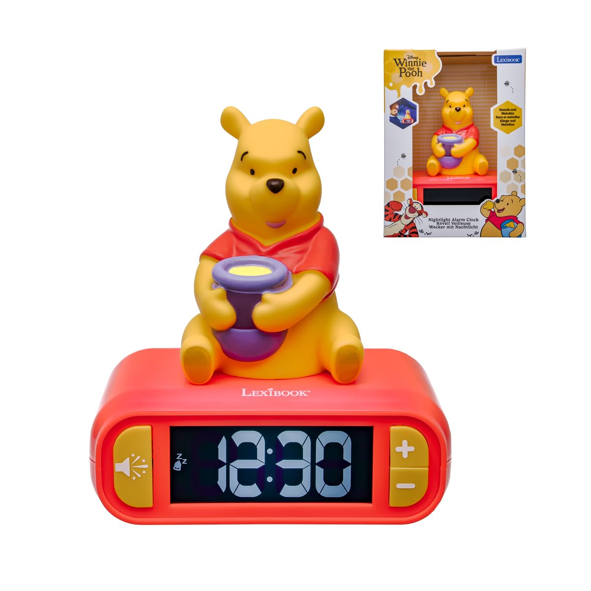 LEXIBOOK, Winnie, Digital Alarm Clock with Night Light, Yellow, RL800WTPLXB