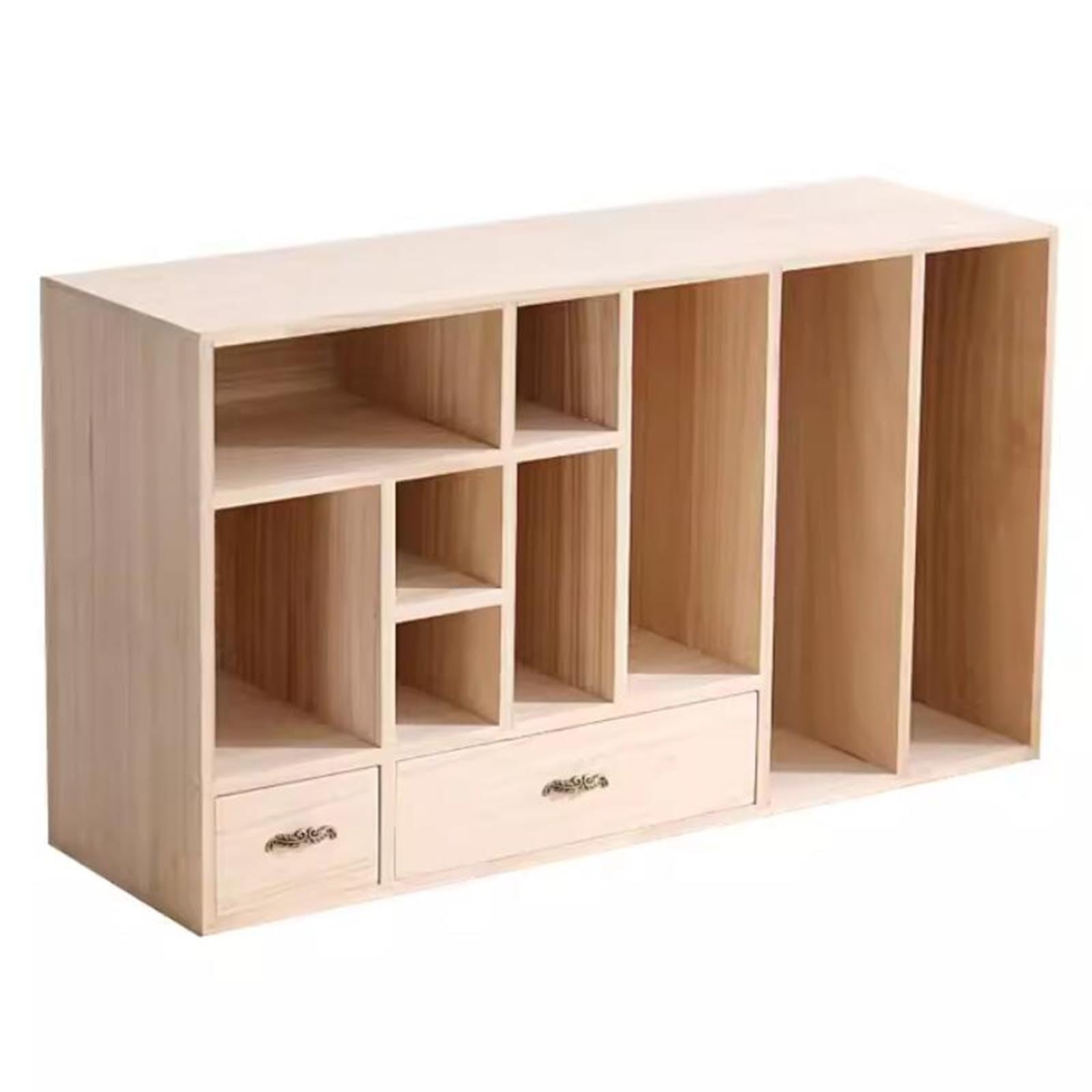 Wooden Desktop Storage Box Office Desk Data Bookshelf Home Student Bookshelf Book Organization Display Box Classification Storage