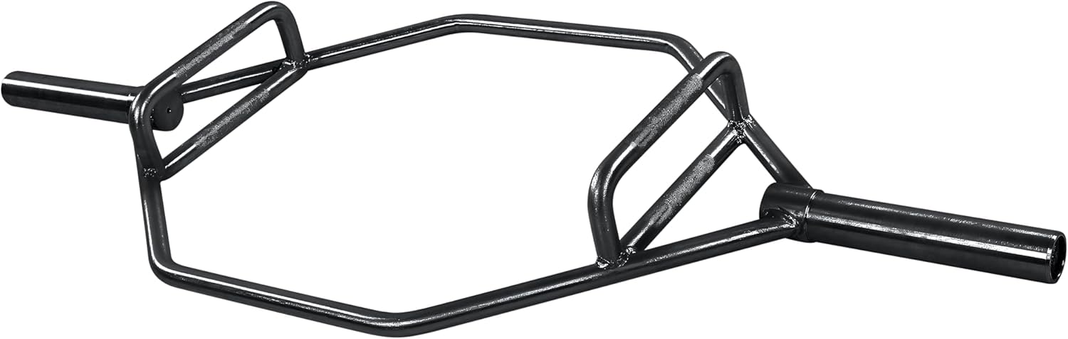 Fitvids Olympic 2-Inch Hex Weight Lifting Trap Bar with Long and Rotating Sleeves, 500-Pound Capacity, Open ​or Close Design, Alloy Steel, ​B​lack