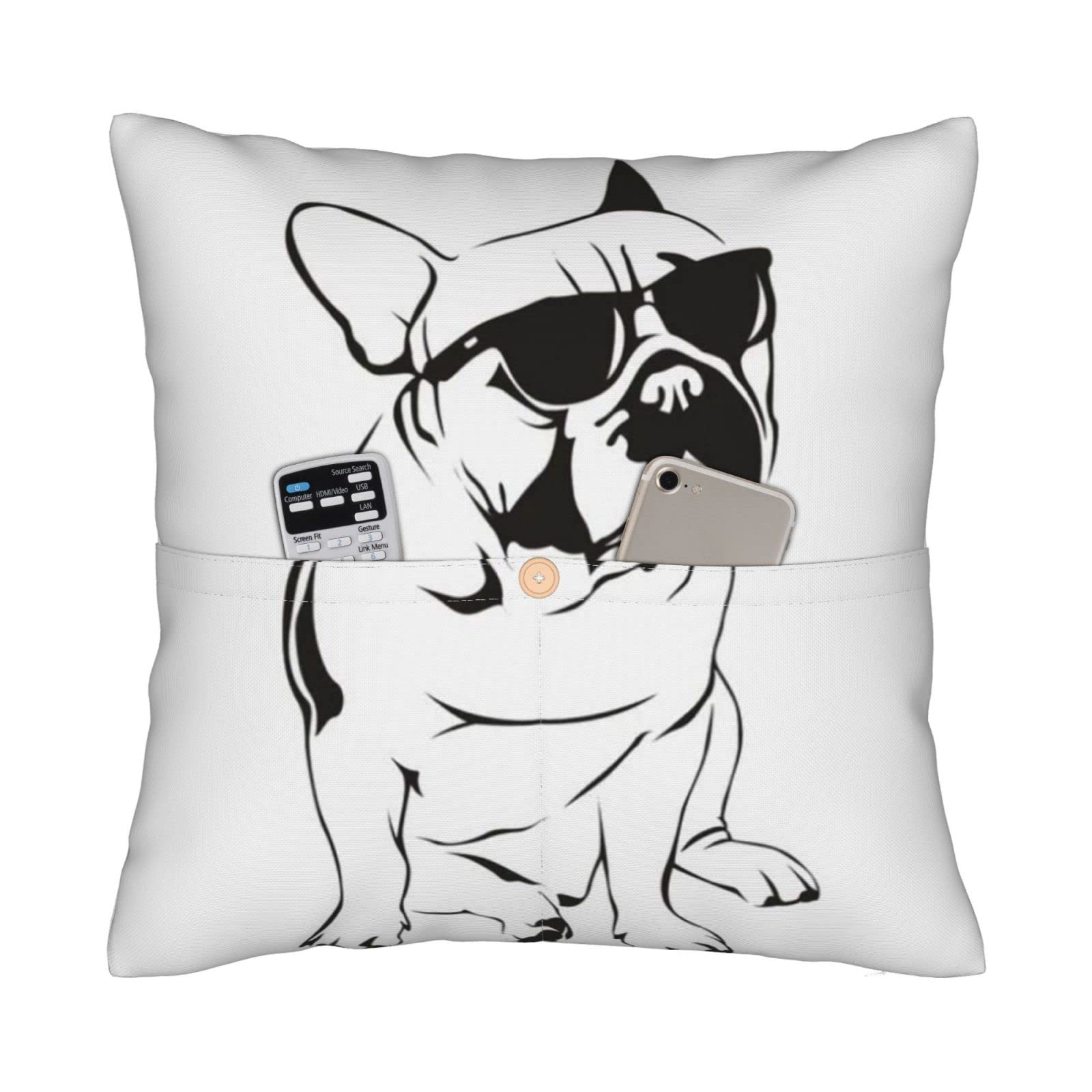 Federa Cuscino 50x50 Cm Con Bulldog Francese – Double Face, Stampa Fronte/retro, Cerniera Laterale - 4