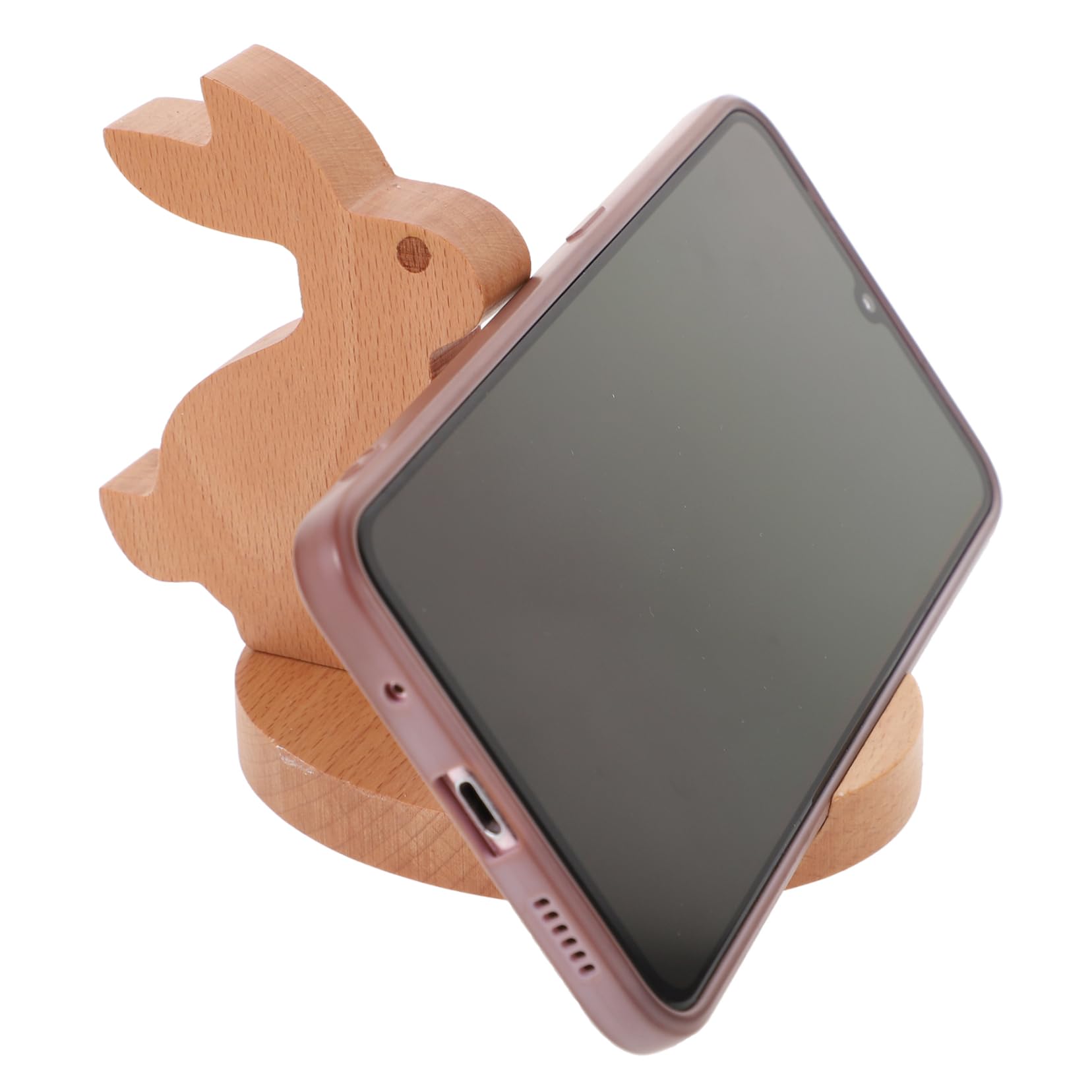BESTonZON 3pezzi Supporto Per Smartphone Forma Di Coniglio Legno Porta Telefono Decorativo Per Scrivania e Tablet Design Adorabile e Stabile Per Visione Di Video e Videochiamate