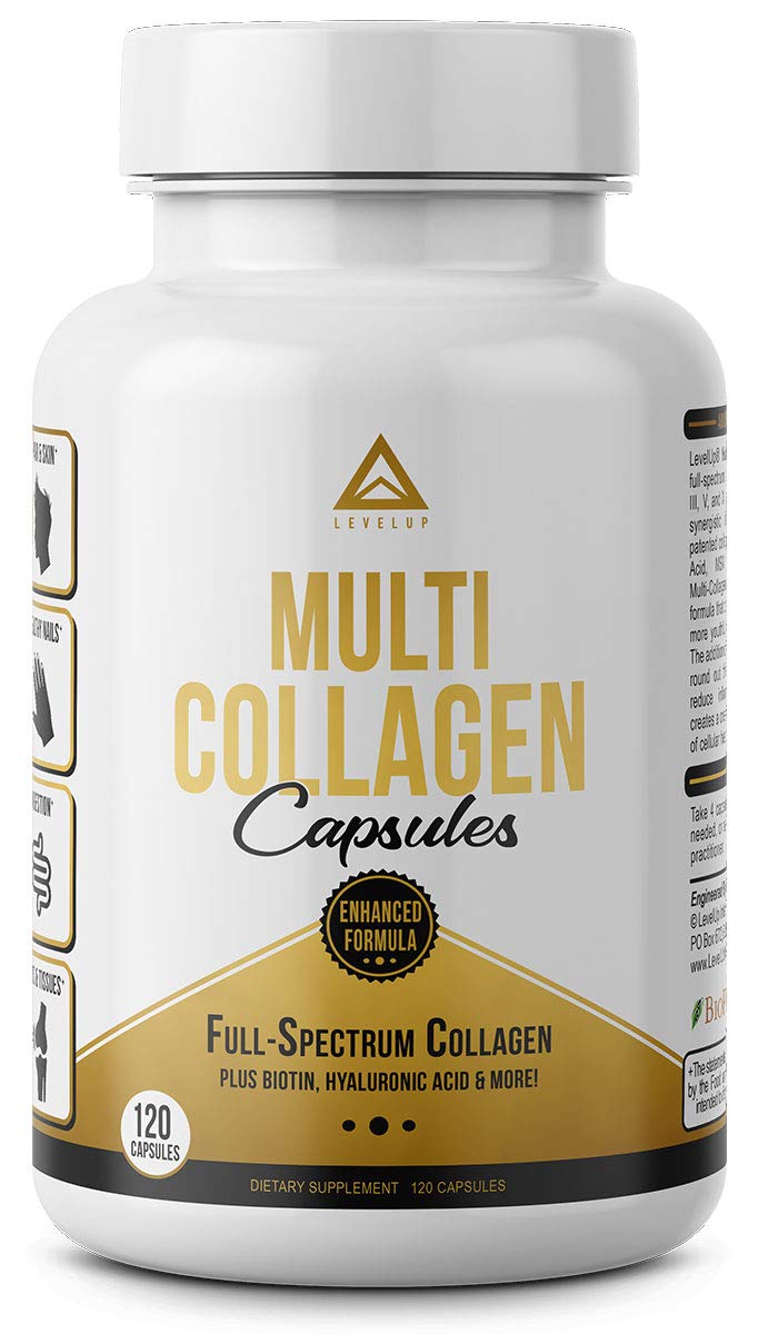 Multi Collagen Capsules: Fortified with Biotin, Hyaluronic Acid, MSM, Glucosamine, Organic Turmeric, Ashwagandha + Absorption Enhancer | Types I, II, III, V & X