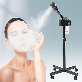 Facial Steamer for Esthetician Deep Cleaning Face Steamer for Facial with Hot Mist, Rolling Wheels & 360Â° Rotatable Nozzle Beauty Salon Spa Skin Care Tools, Height Adjustable (Black)