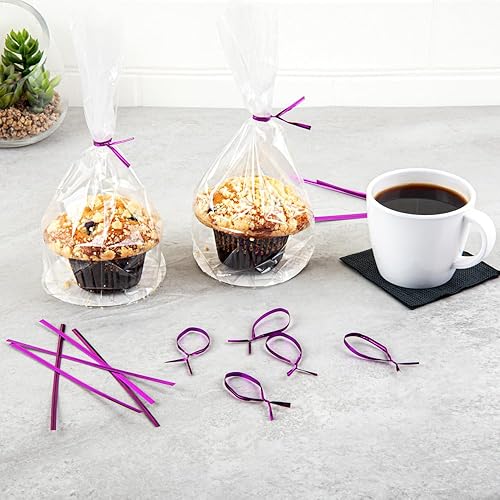 Vista 78 de Restaurantware Bag Tek - Lazos giratorios de 4 pulgadas para bolsas de golosinas, 500 lazos duraderos para bolsas de café, alambre de metal flexible