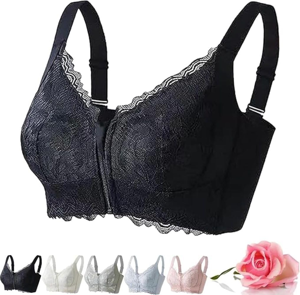 Zip Front Closure for Older Women No Underwire Lace Daisy Wireless Comfort Senior Everyday Bras