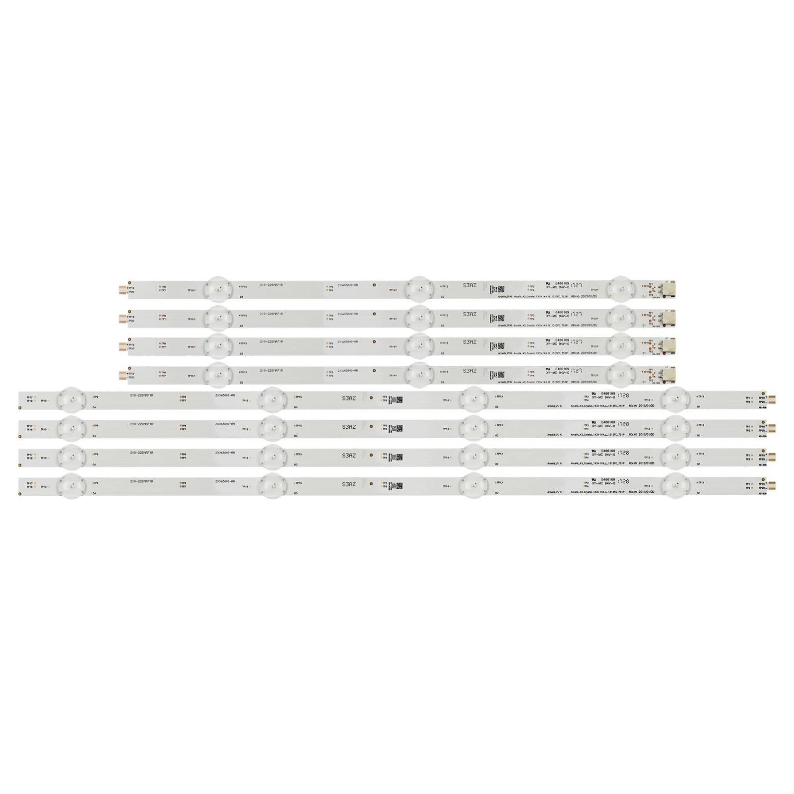 Tira de LED para reparar pantalla negra en tv 43VLX7730SP kit de 8 unidades