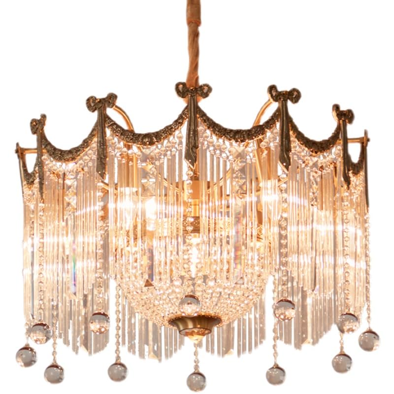Lustre en cristal grand plafonnier doré français pour entrée