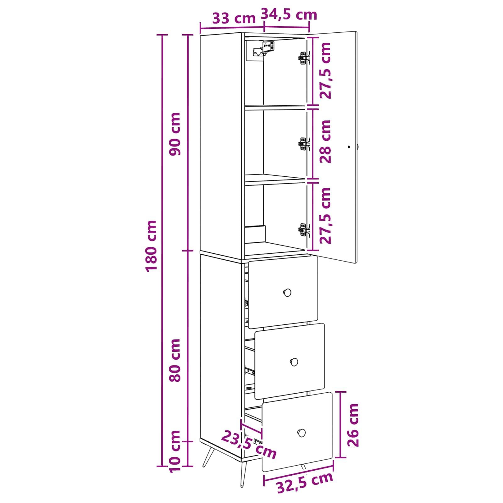 2-częściowy zestaw szaf betonowo-szary materiał drewnopochodny 34,5 x 34,5 x 90 cm z szufladą i drzwiami, uniwersalna przestrzeń do przechowywania do salonu, biura, sypialni, korytarza