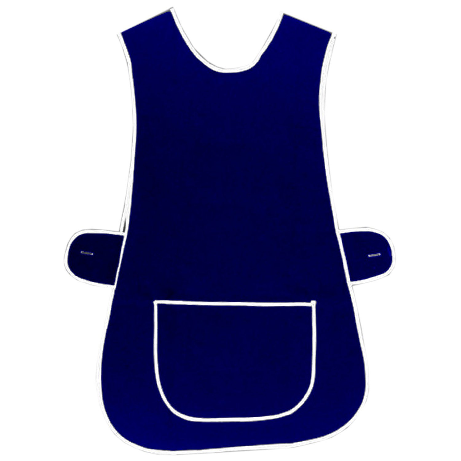 MyShoeStore Tabard Work Overall with Side Button Fastening and Large Centre Pocket for Kitchen Cleaning Catering, Navy Plain, S/WMS