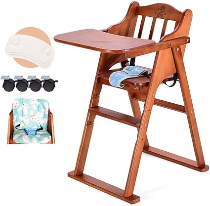 Wangcgjy Chaise Haute Pliante En Bois For Siege D Appoint De Voyage Chaise Haute For Bebe Rembourree Et Compacte Avec Double Plateau Et Roulettes Amazon Fr Bebe Et Puericulture