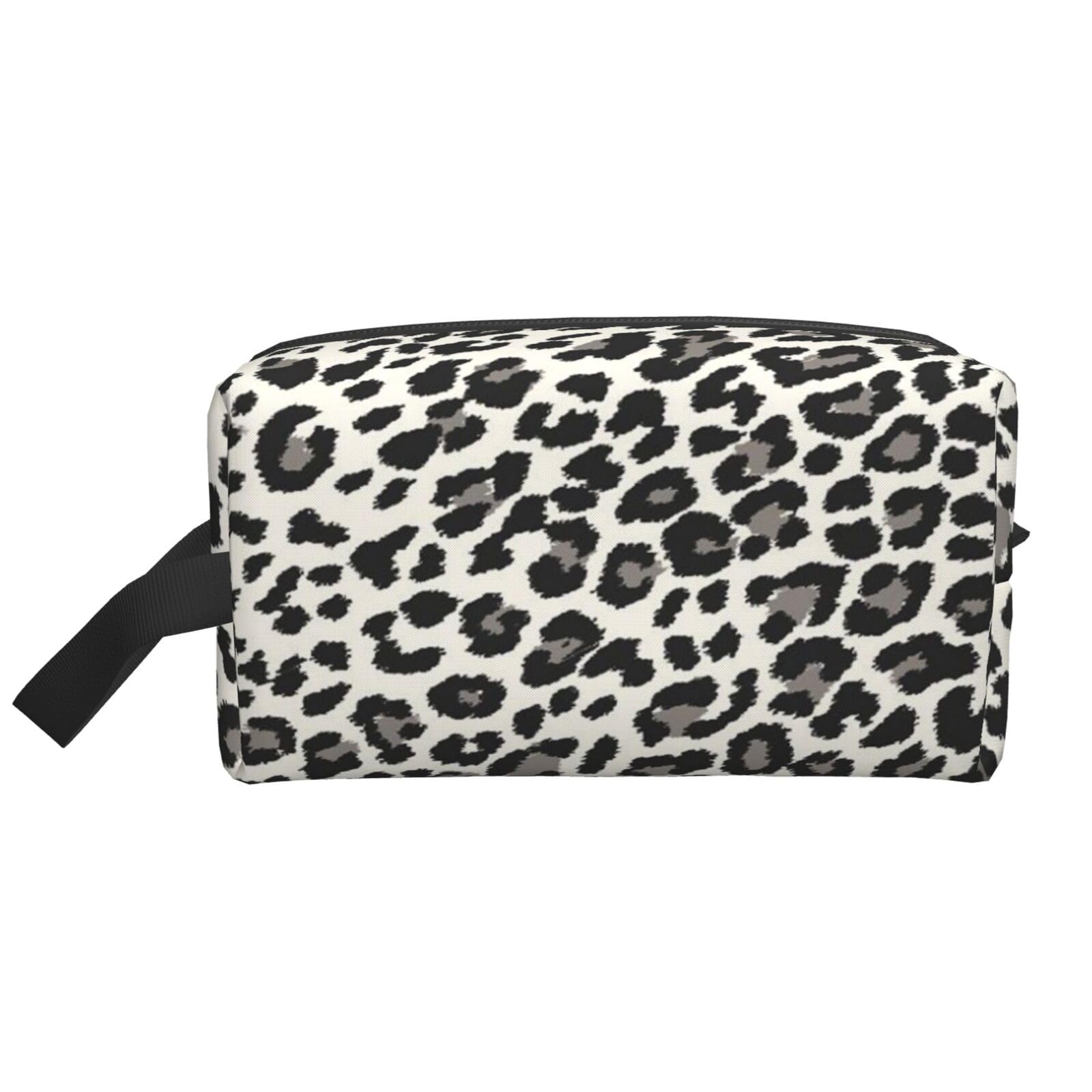Ercgad Unisex White Leopard Print Print Large Capacity Travel Toiletry Bag Cosmetic Pouch Daily Storage Makeup Case