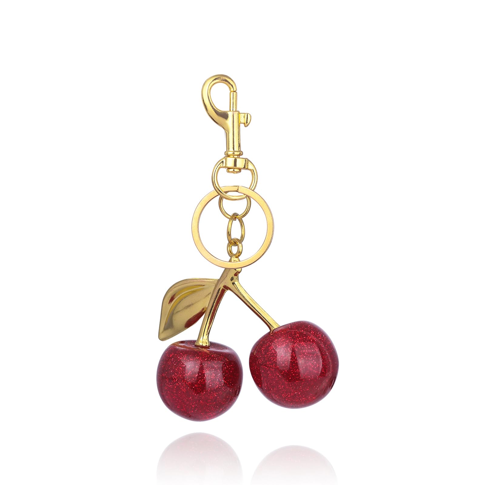 GUYOSWXNM Fruit Bag Purse Charms Keychains - Cute Apple Pear Lemon Cherry Strawberry Keychain Purse Bag Charm Gifts for Women (Red Cherries)