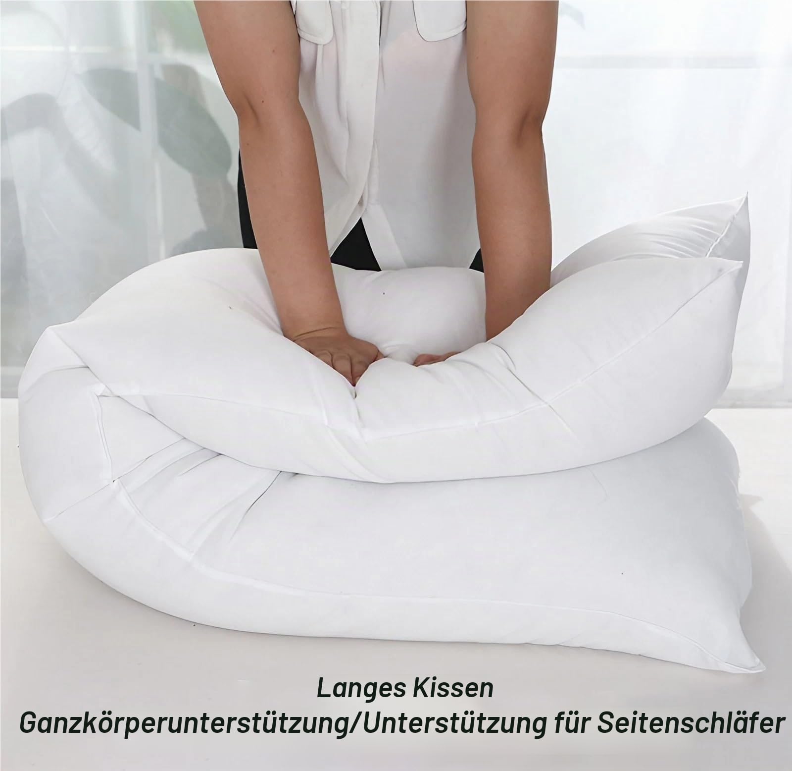 Langes Seitenschläferkissen – Körperkissen mit weicher Mikrofaserfüllung – Schwangerschafts- und Stillkissen für Seitenschläfer und Erwachsene(60 x 180 cm (1.97 x 5.91 ft))