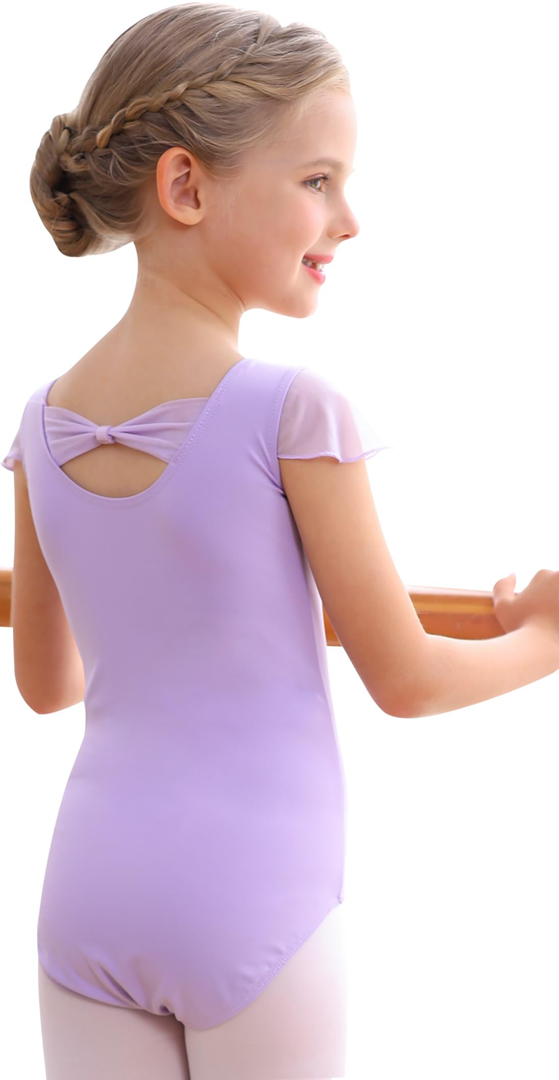 MdnMd Leotard For Girls Kids Dance Ballet Outfit Costume Gymnastic Ballerina Dress Tutu Lavender Purple Age 6 8