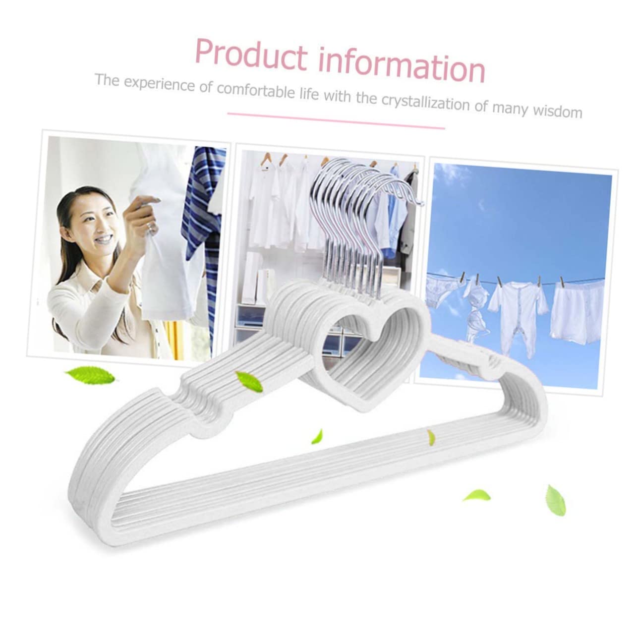 Abaodam 10er Set Herz Kleiderbügel - Weiße Kunststoff Bügel Für Kleidung & Accessoires