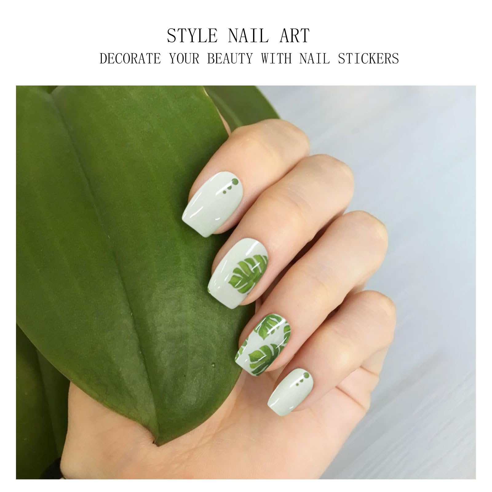JMEOWIO Gel Nail Stickers Monstera Deliciosa Green Leaves Semi Cured Gel  Nail Strips Wraps UV/LED Nails Art Design Decoration Accessories - BigaMart