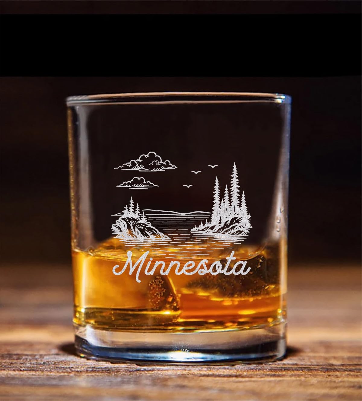 Minnesota State Engraved Whiskey Glass - Moving To Minnesota Gift - Mn State Whiskey Glass - Christmas -