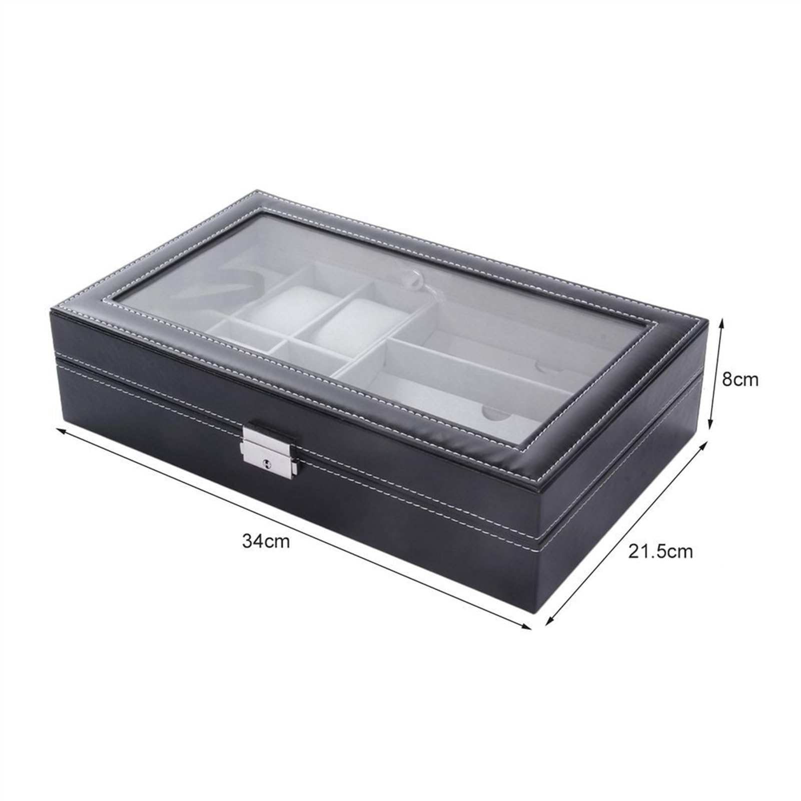 XBTGS Uhren-Display-Box, Leder, einlagig, Uhren-Aufbewahrungsbox, Brillen-Aufbewahrungsbox, geeignet für Zuhause, Schmuck, Dekoration, Displaybox, Uhrengehäuse für Herren
