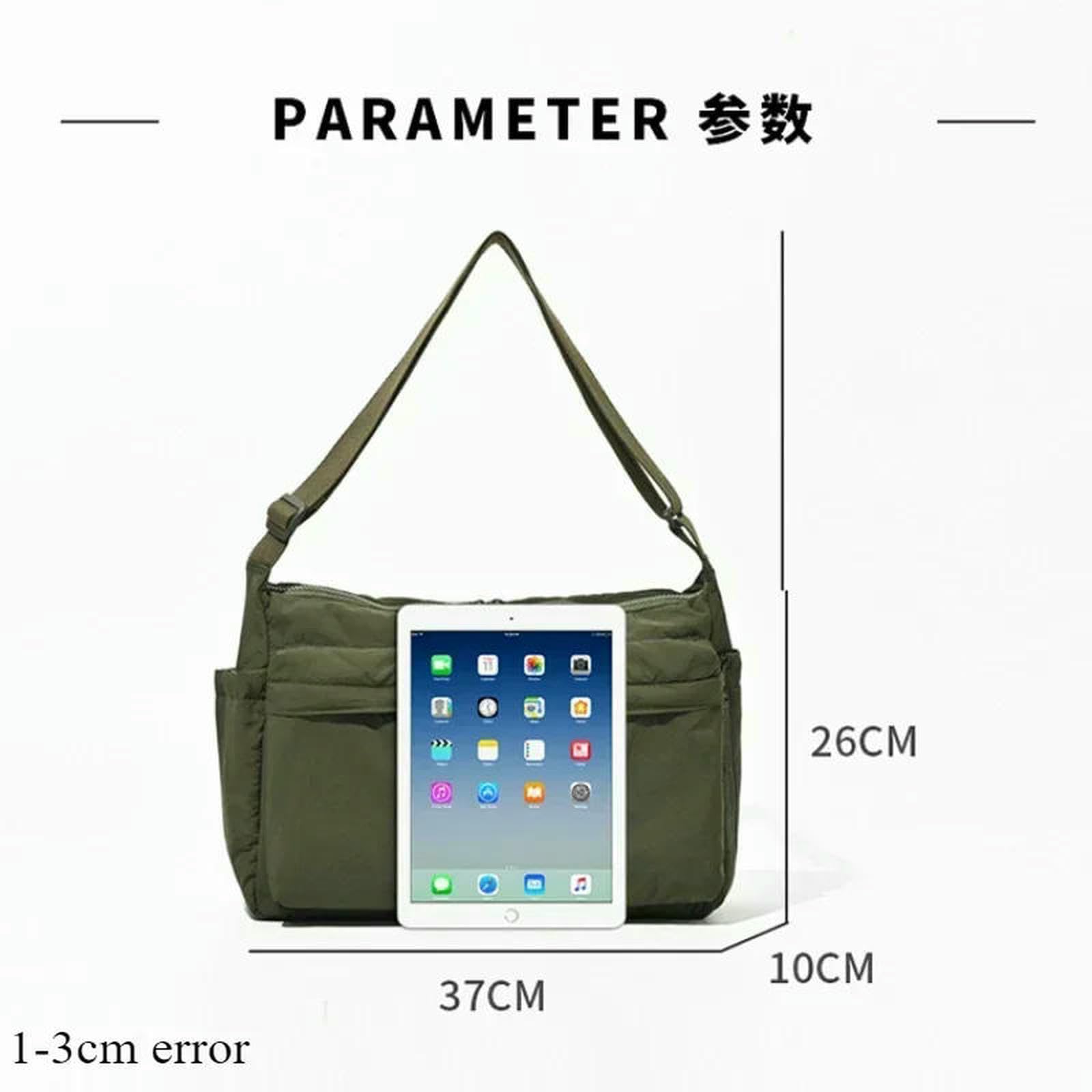 Borsa Donna Borse A Tracolla Multitasche Casual per in Nylon Moda Grandi da Viaggio Shopping Donna-Verde Oliva