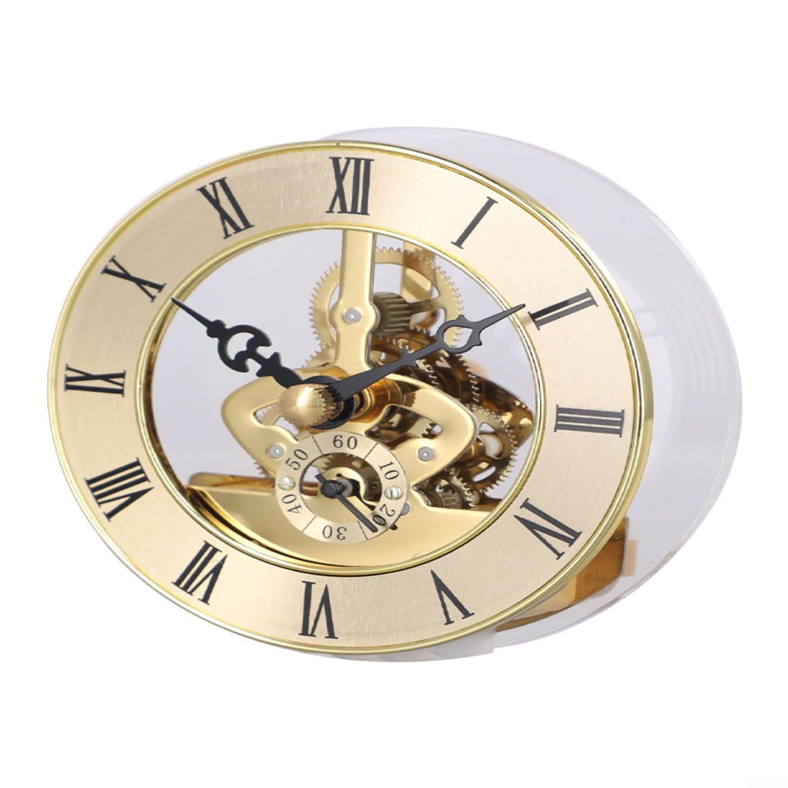 86 mm goldenes Skelett-Uhrwerk mit sichtbaren Zahnrädern und schwarzen römischen Zahlen, Kunststoff, DIY-Komponente, für Bastelprojekte (Gold)