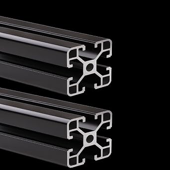 T Type 4040 Aluminum Extrusion Profile European Standard Anodized Black Linear Rail Guide Frame for 3D Printer and CNC DIY, Length 47.24 inch / 1200mm, 2Pcs