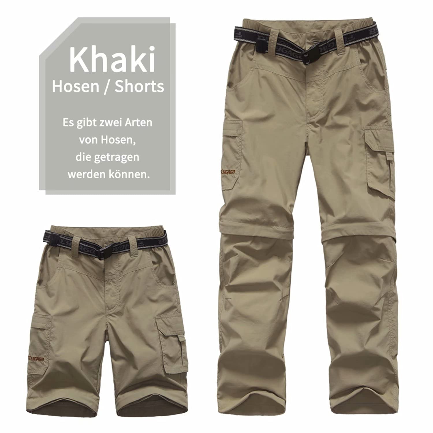 FLYGAGA Pantalon d'extérieur pour Enfants, Pantalon de Randonnée, Pantalon Cargo pour Enfants, Convertible d'escalade de Randonnée Imperméable à Séchage Rapide pour Garçon