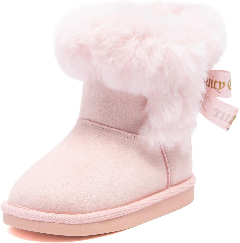 Juicy Couture Girls Winter Boots Warm Insulated Fashion Booties Mid Calf Outdoor Snow Boot for Toddler/Little Kid/Big Kid