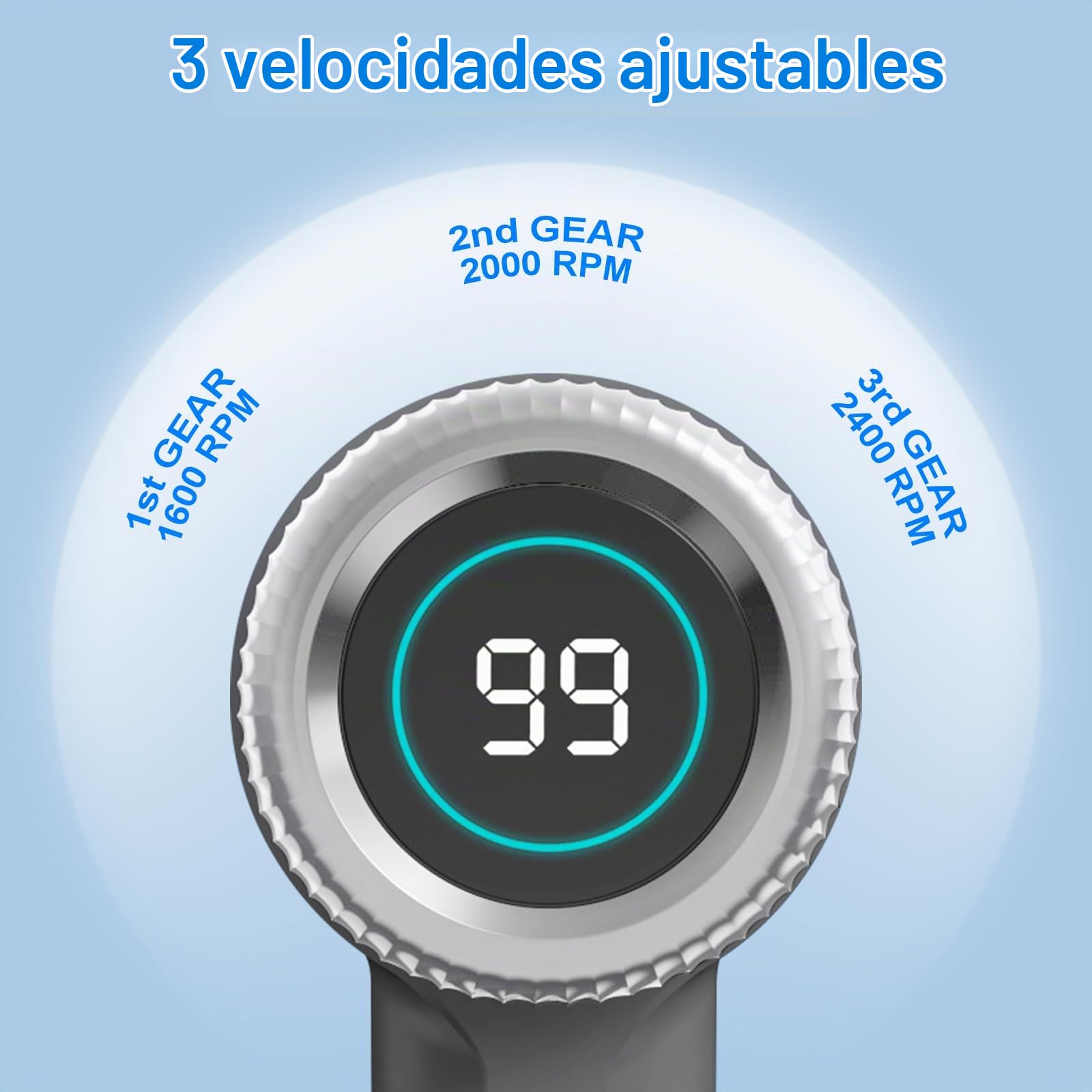 Fregador Eléctrico Giratorio, Cepillo de Limpieza Eléctrico Inalámbrico, Resistente al Agua, Pantalla Digital de Potencia, 5 Cabezales Reemplazables y 3 Velocidades Ajustables