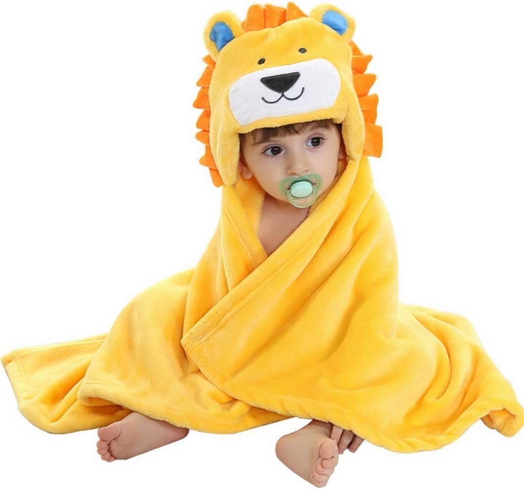 Feelme Baby Swaddle Wrap Infant Toddler Animal Bathrobe Fleece Towel Blanket with Hooded for Bath Pool Beach Shower Gift
